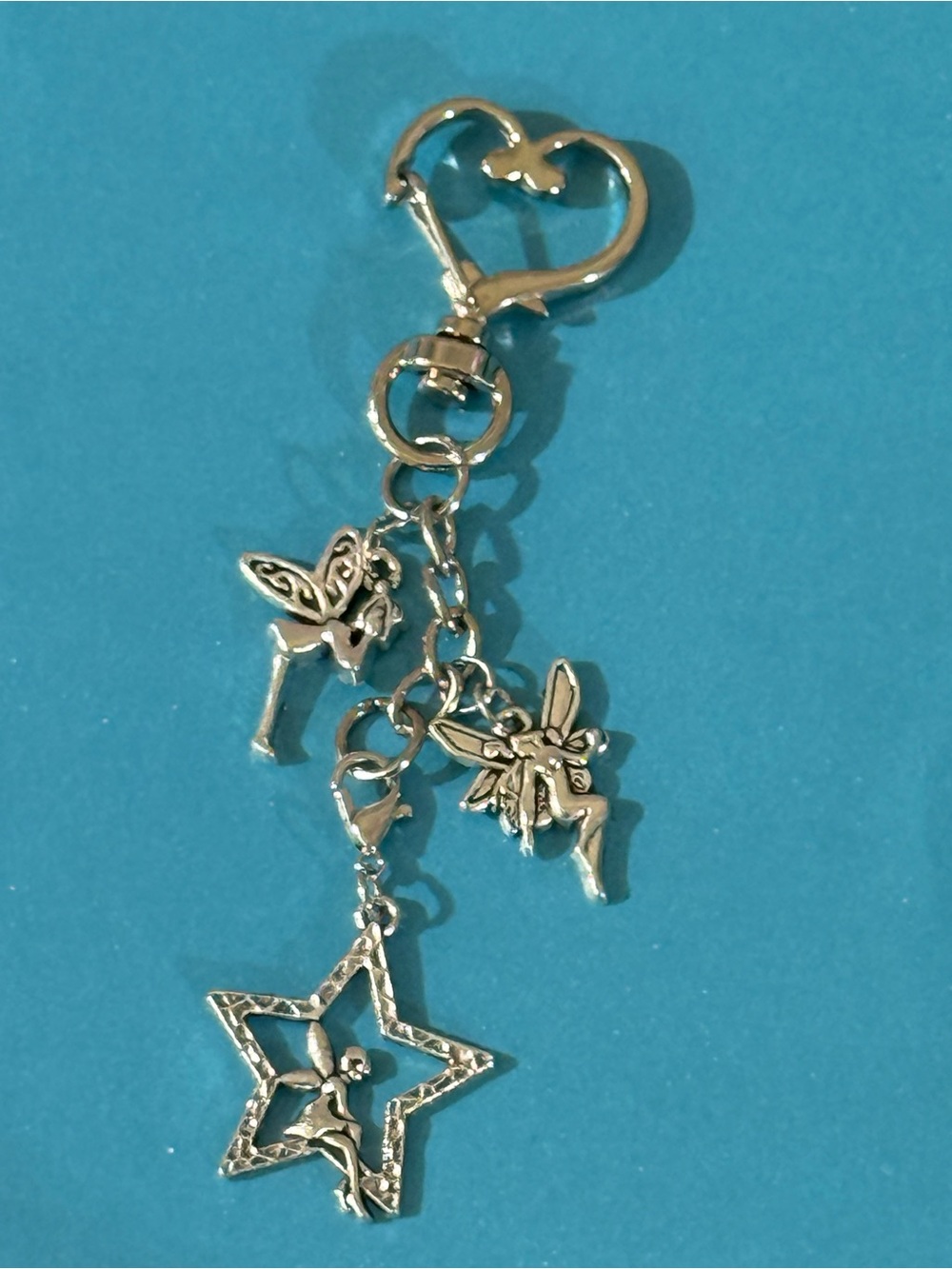 NWT Silver Fairy & Star Charm Keychain/ Bag Charm- Handmade